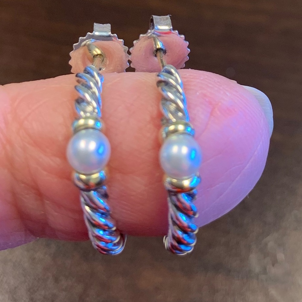 David Yurman Hampton Cable Pearl Earrings